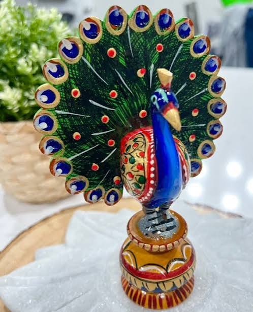 Wooden Dancing Peacock for Home & Office Decor Decorative Showpiece