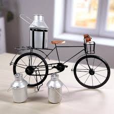 Antique Wood and Wrought Iron Mini Milkman Cycle | Showpiece for Living Room | Toy Gifts Showcase Display Home Desktop Decor | Toy & Gift for Decoration - Black