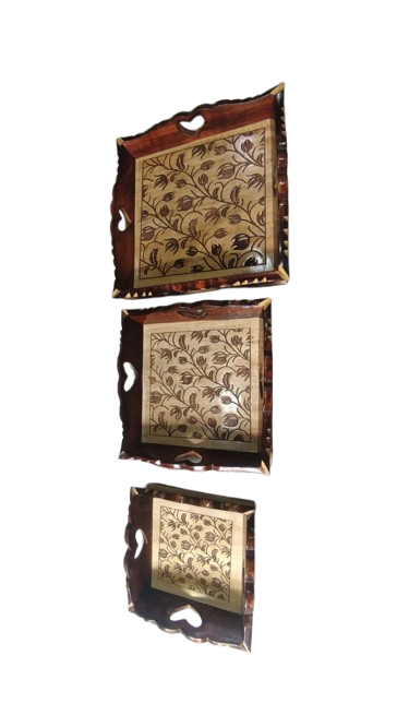 Premium Wooden Tray Set of 3 – Multipurpose Serving Trays for Tea, Coffee, Snacks & Décor