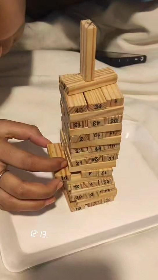 Wooden Tumbling Tower Game – Indoor Stacking Puzzle Blocks for Kids, Adults & Families
