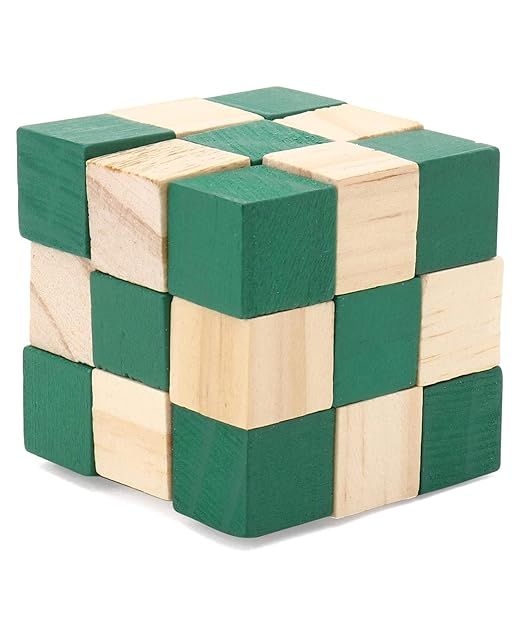 Wooden Snake Brainstorming Puzzle Cube Game Toy for Kids, Adults (14 Years+) - (3x3x3 inches)